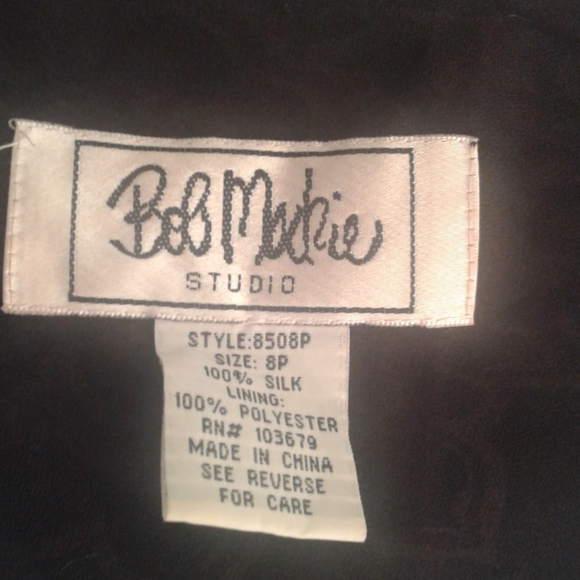 Bob Mackie 8P Silk Floral Dress Wearable Art Sheer Overlay Lined Hi-Lo Hem - Picture 8 of 8